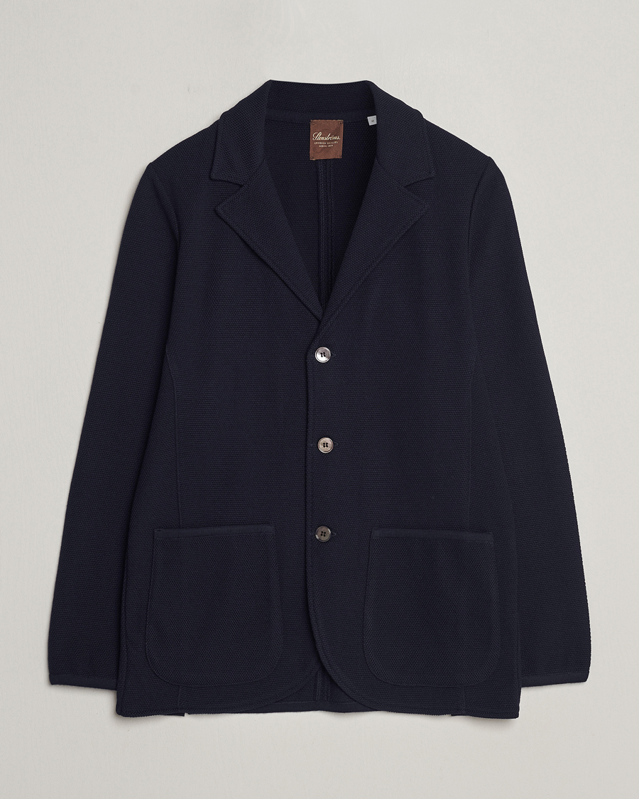 Herre | Dressjakker | Stenströms | Merino Wool Texture Knitted Blazer Navy