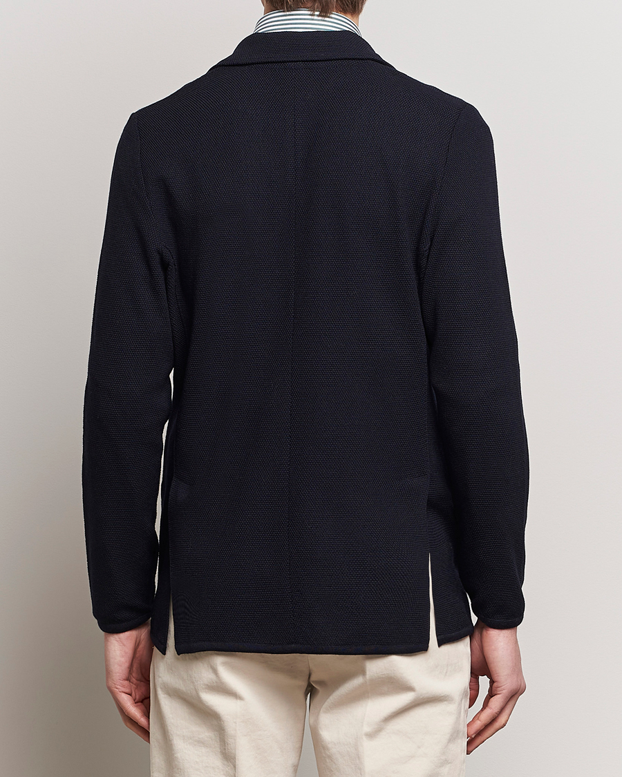 Herre | Dressjakker | Stenströms | Merino Wool Texture Knitted Blazer Navy