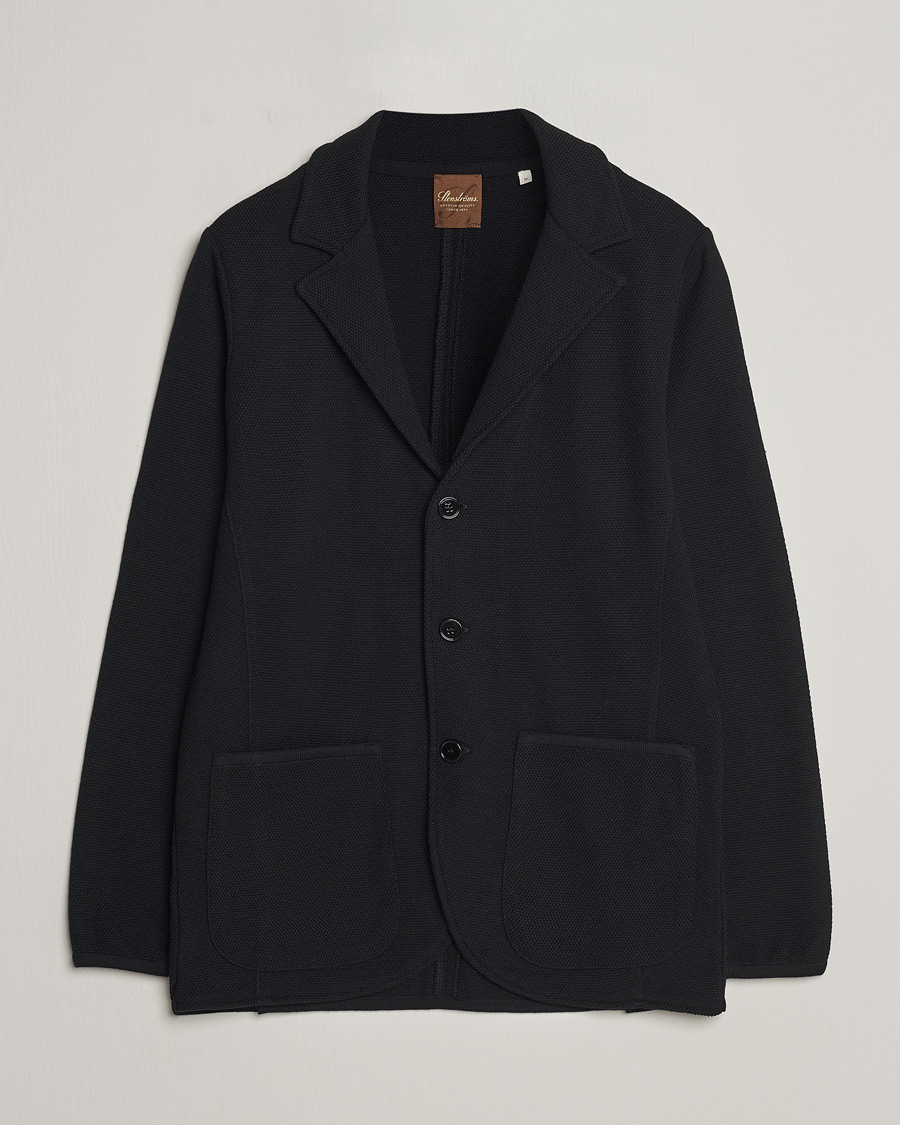 Herre | Dressjakker | Stenströms | Merino Wool Texture Knitted Blazer Black