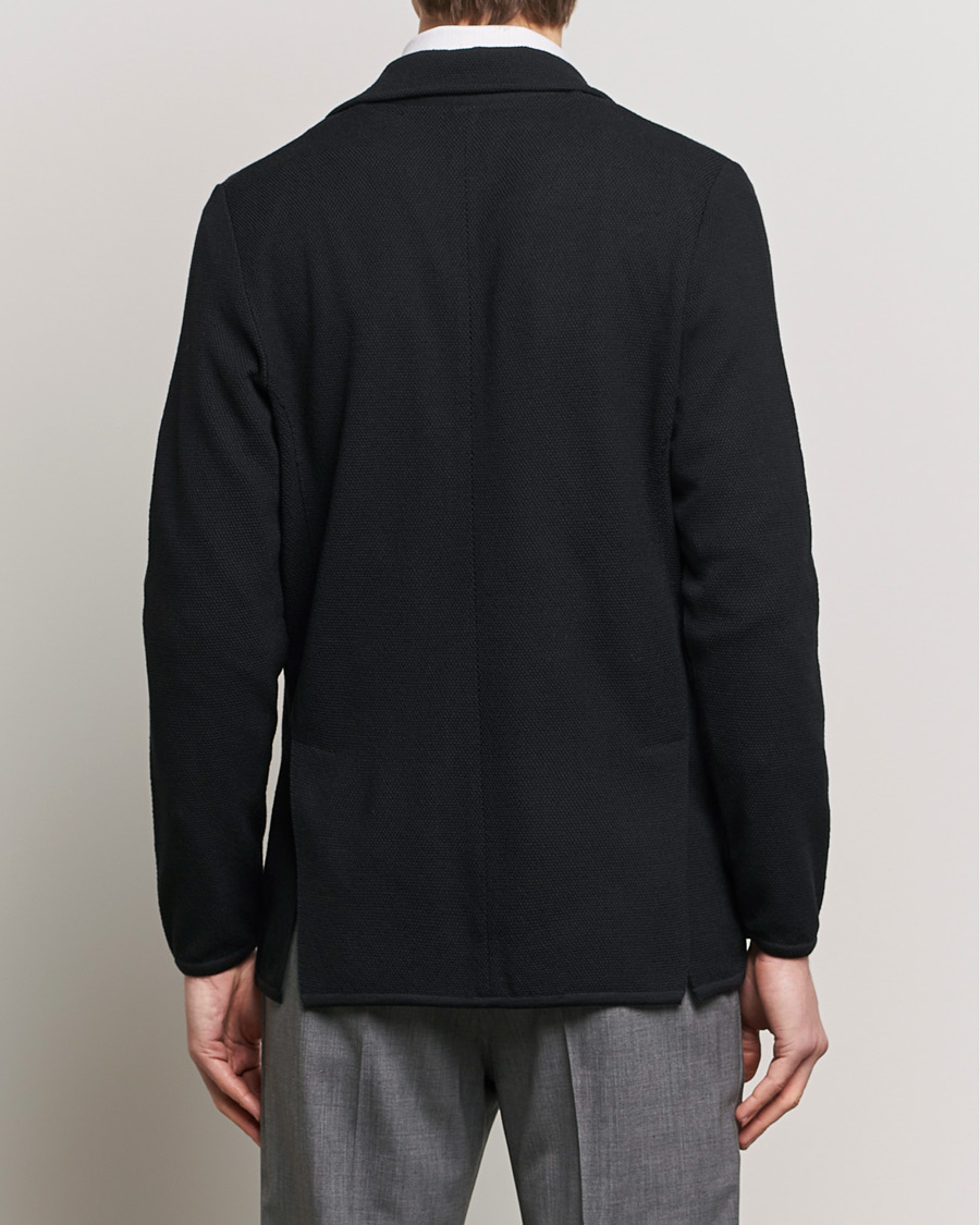 Herre | Dressjakker | Stenströms | Merino Wool Texture Knitted Blazer Black