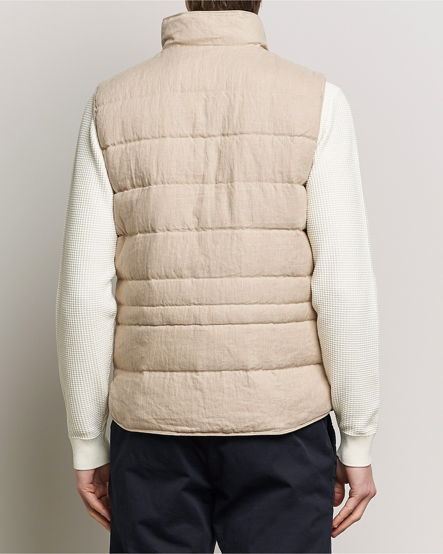 Herre | Jakker | Stenströms | Linen Down Padded Button Vest Beige