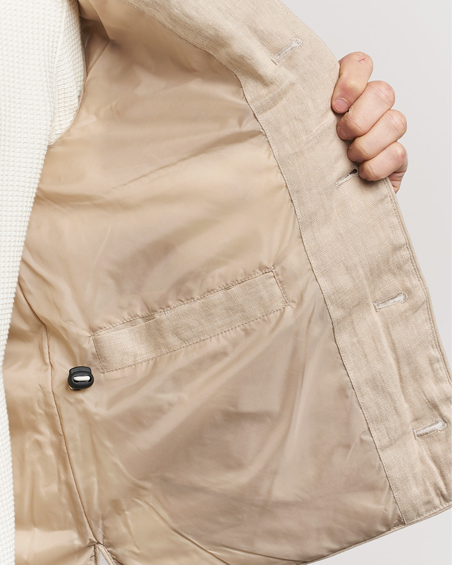 Herre | Jakker | Stenströms | Linen Down Padded Button Vest Beige