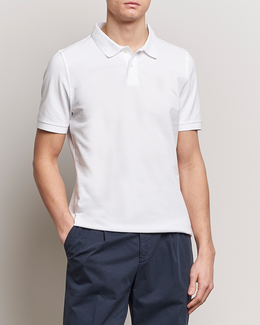 Herr |  | Stenströms | Organic Cotton Piquet Polo Shirt White