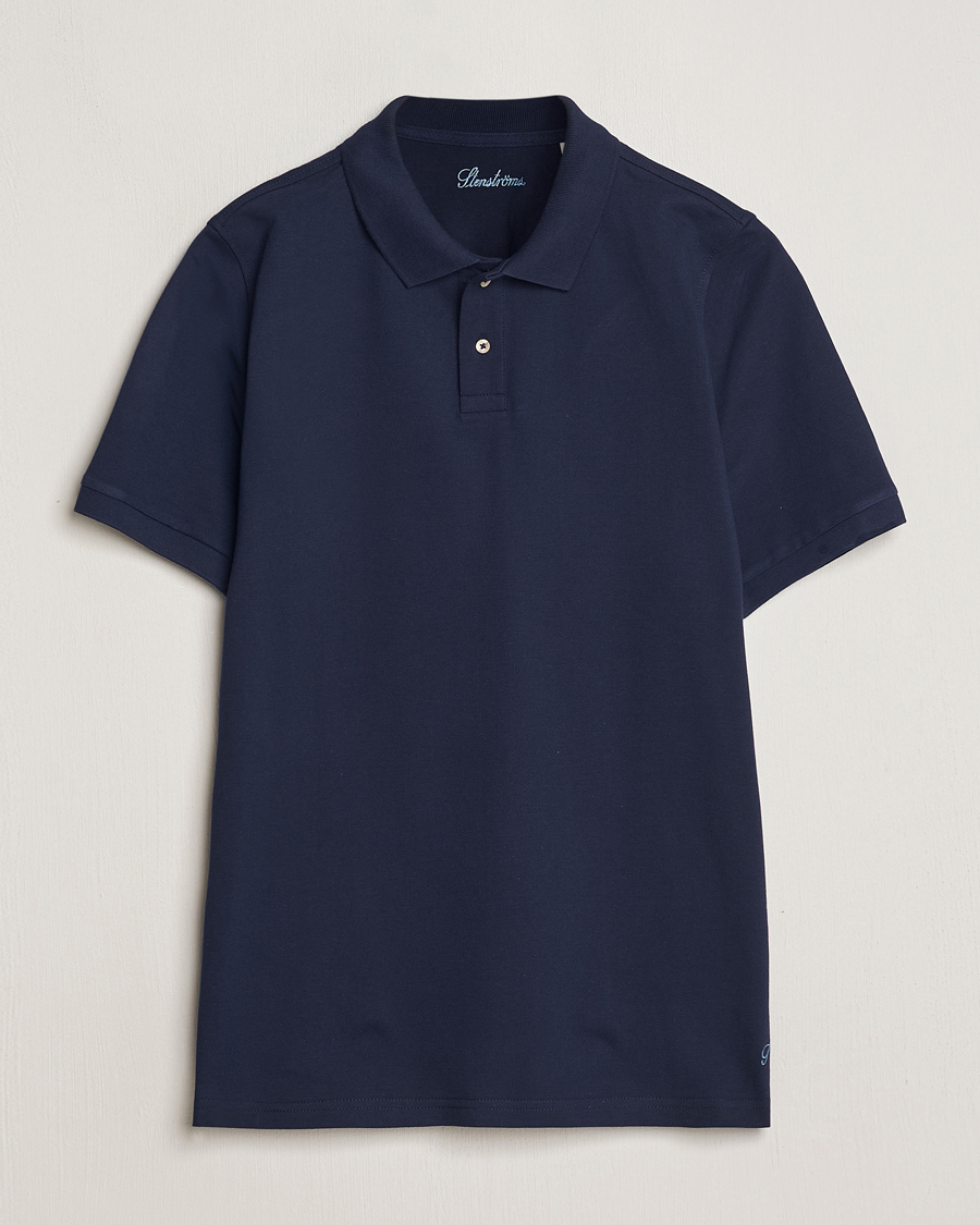 Herre | Pikéer | Stenströms | Organic Cotton Piquet Polo Shirt Navy