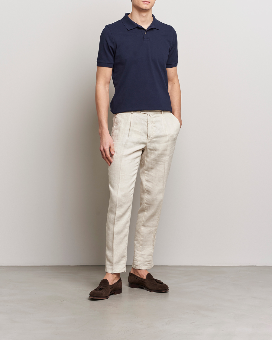 Herre | Pikéer | Stenströms | Organic Cotton Piquet Polo Shirt Navy
