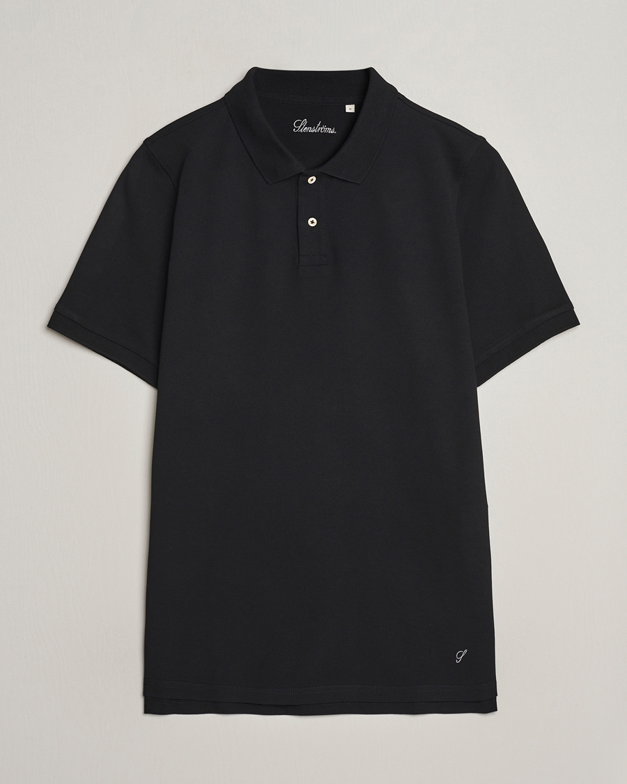 Herre | Pikéer | Stenströms | Organic Cotton Piquet Polo Shirt Black