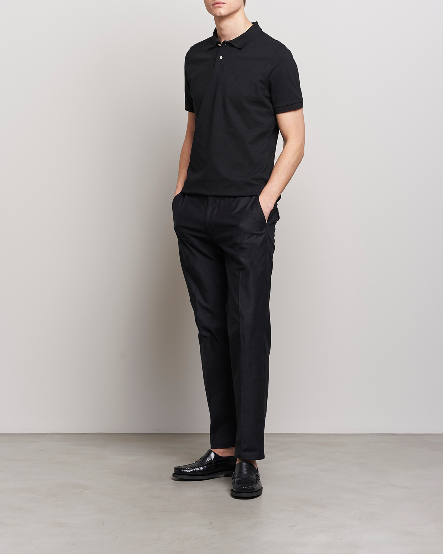 Herre | Pikéer | Stenströms | Organic Cotton Piquet Polo Shirt Black
