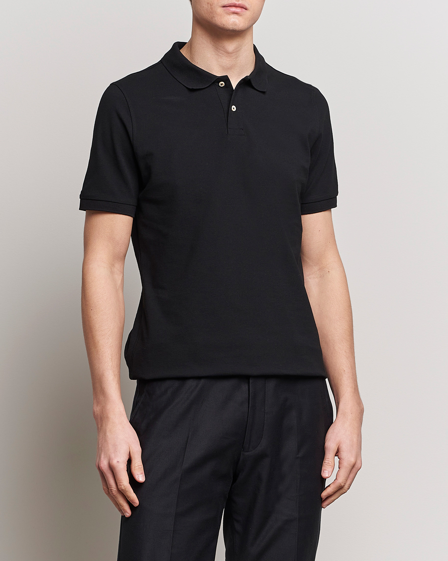 Herre | Pikéer | Stenströms | Organic Cotton Piquet Polo Shirt Black