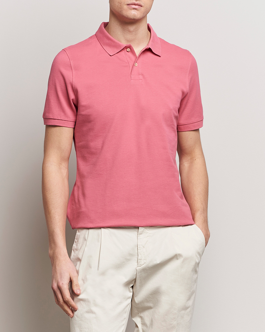 Herre | Stenströms | Stenströms | Organic Cotton Piquet Polo Shirt Rasperry