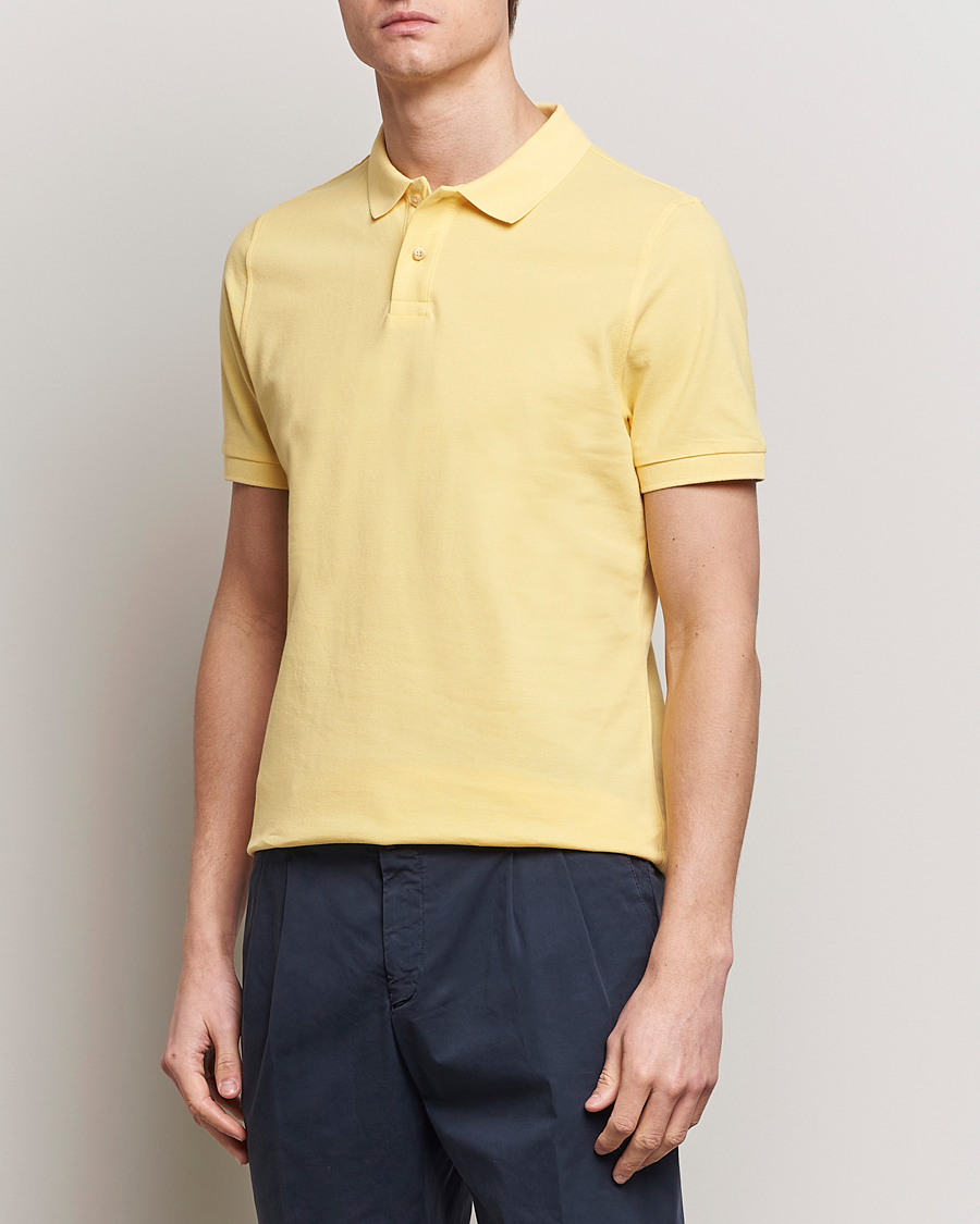 Herre | Kortermet piké | Stenströms | Organic Cotton Piquet Polo Shirt Yellow