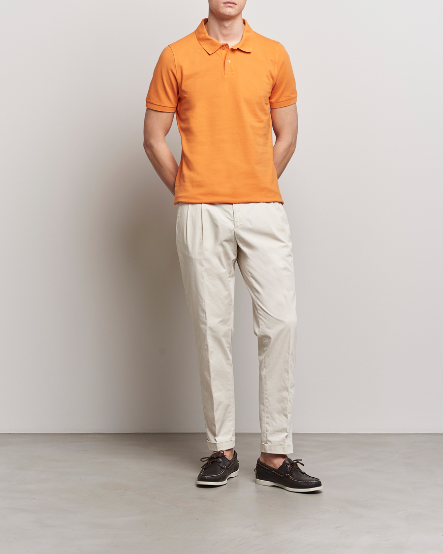 Herre | Pikéer | Stenströms | Organic Cotton Piquet Polo Shirt Orange