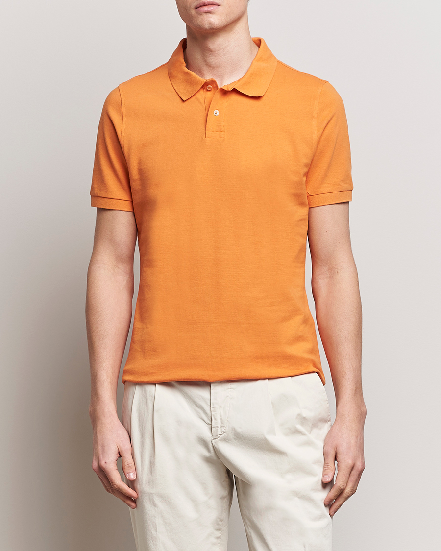 Herre | Pikéer | Stenströms | Organic Cotton Piquet Polo Shirt Orange