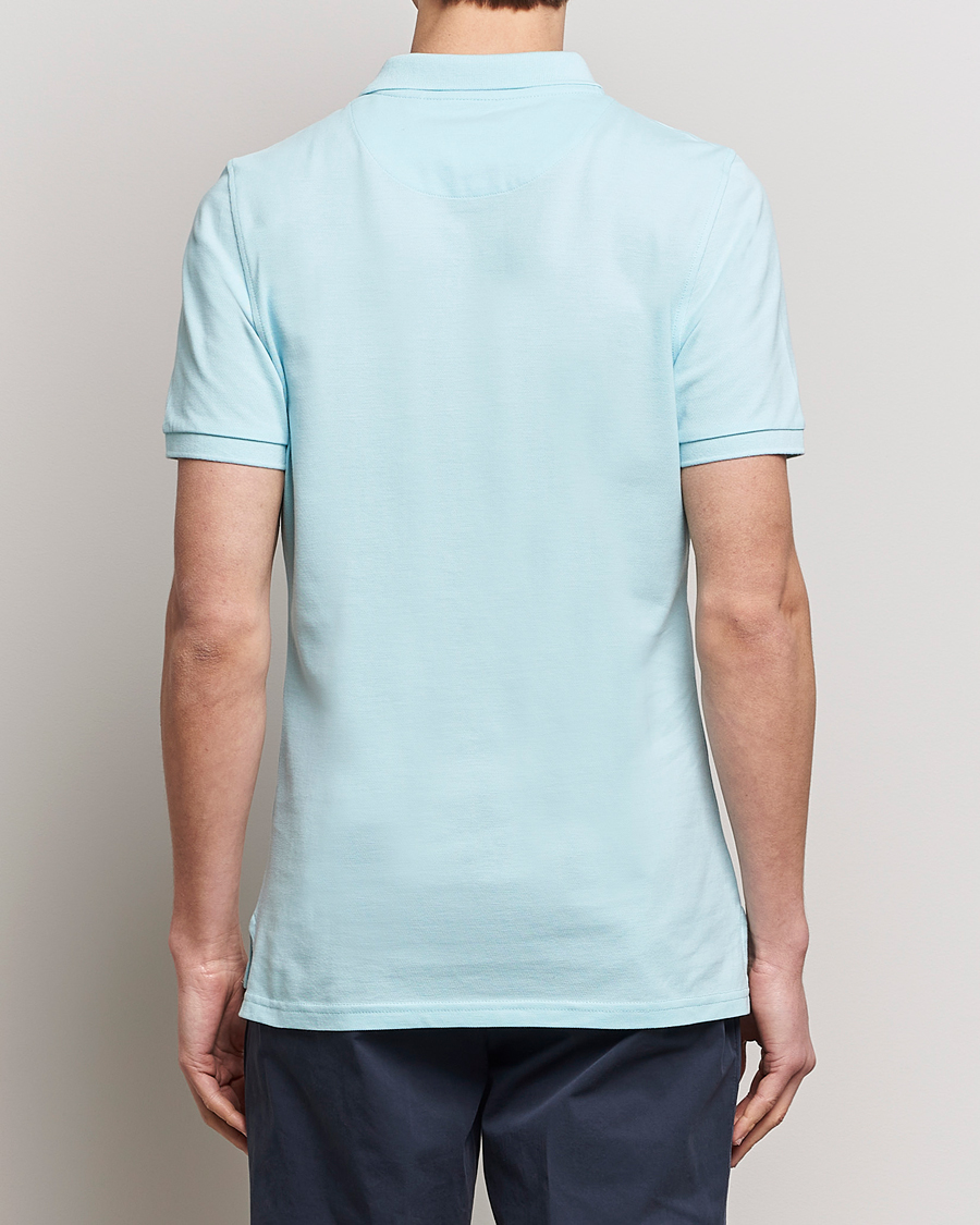 Herre | Pikéer | Stenströms | Organic Cotton Piquet Polo Shirt Aqua Blue