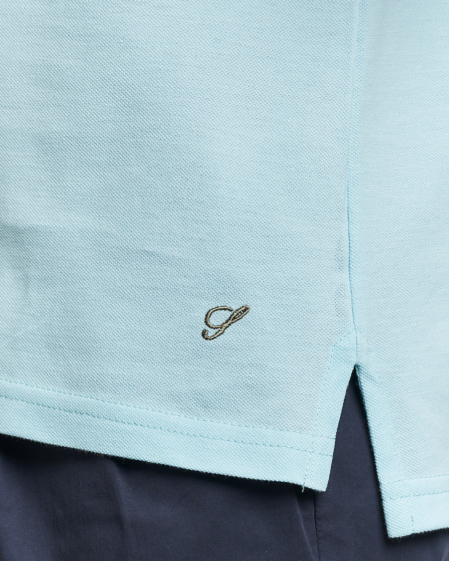 Herre | Pikéer | Stenströms | Organic Cotton Piquet Polo Shirt Aqua Blue