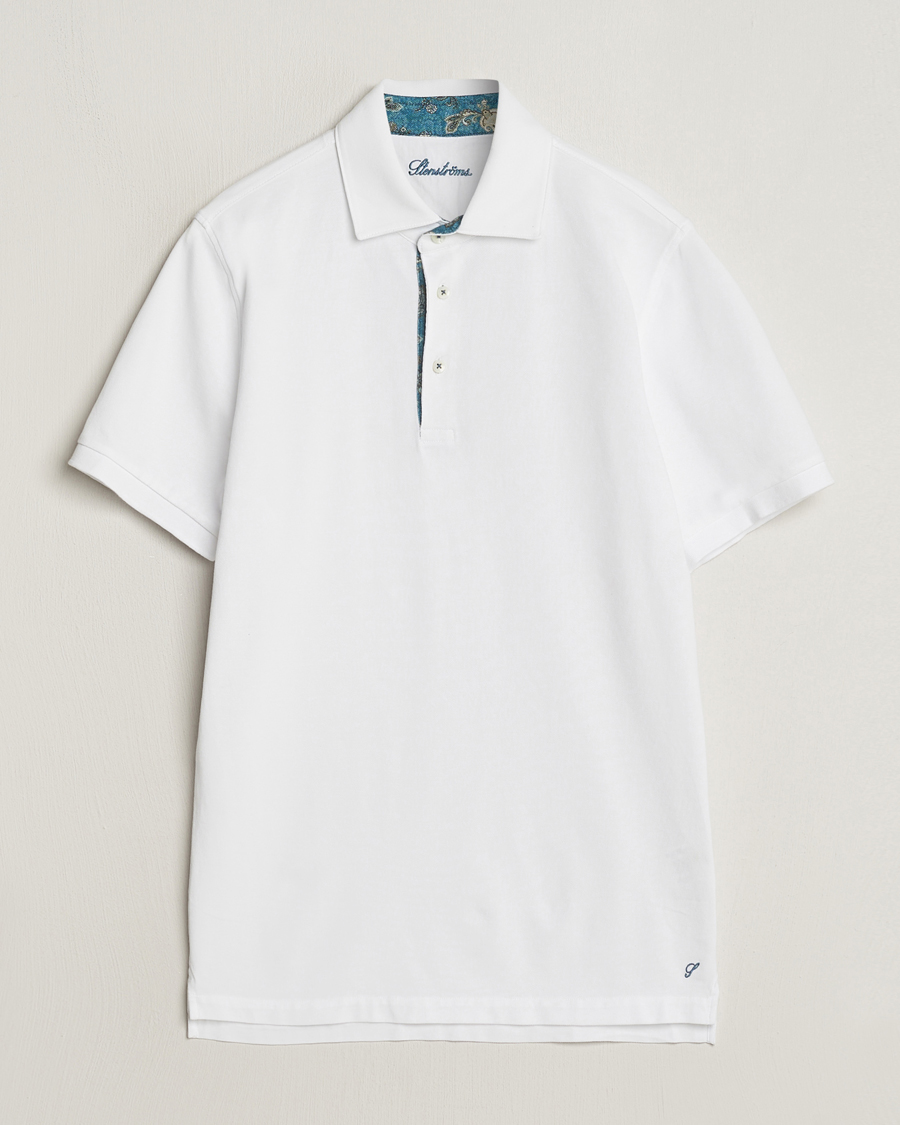 Herre | Pikéer | Stenströms | Cotton Pique Contrast Polo Shirt White