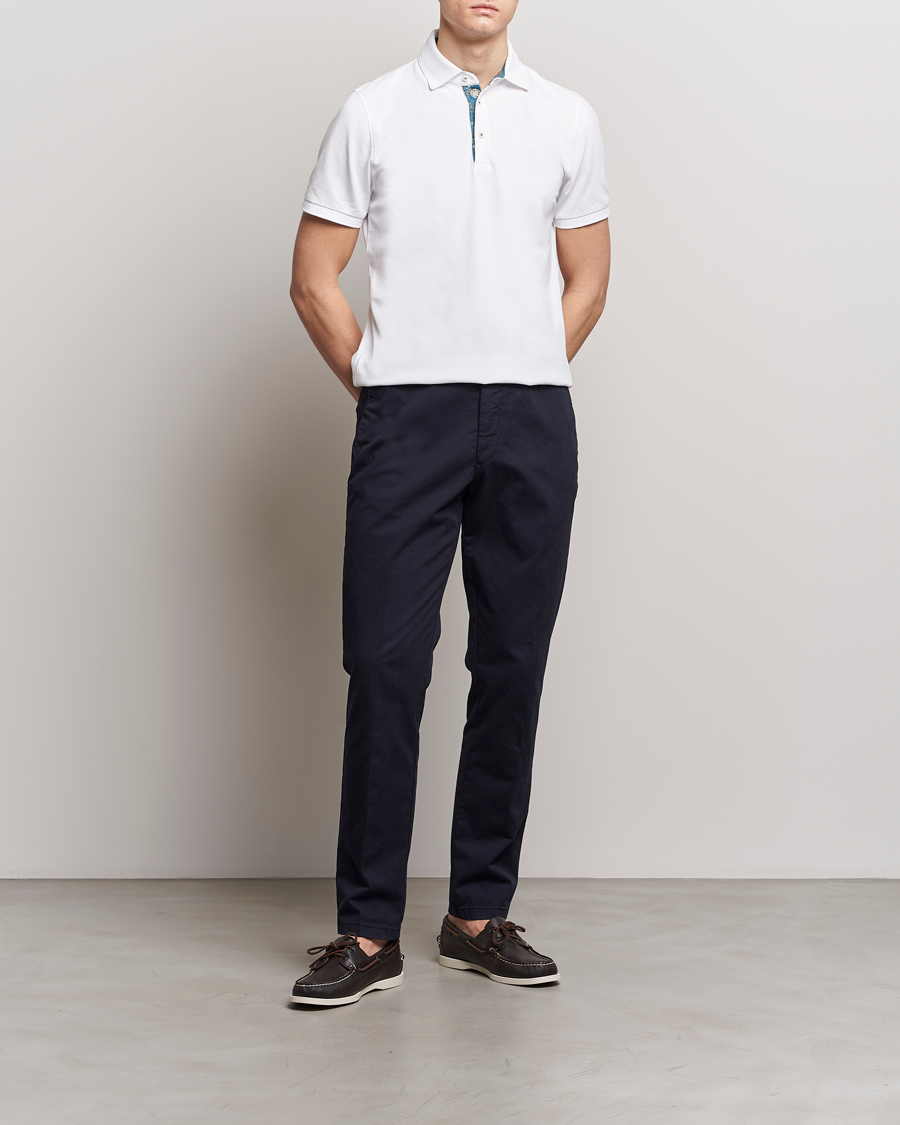 Herre | Pikéer | Stenströms | Cotton Pique Contrast Polo Shirt White