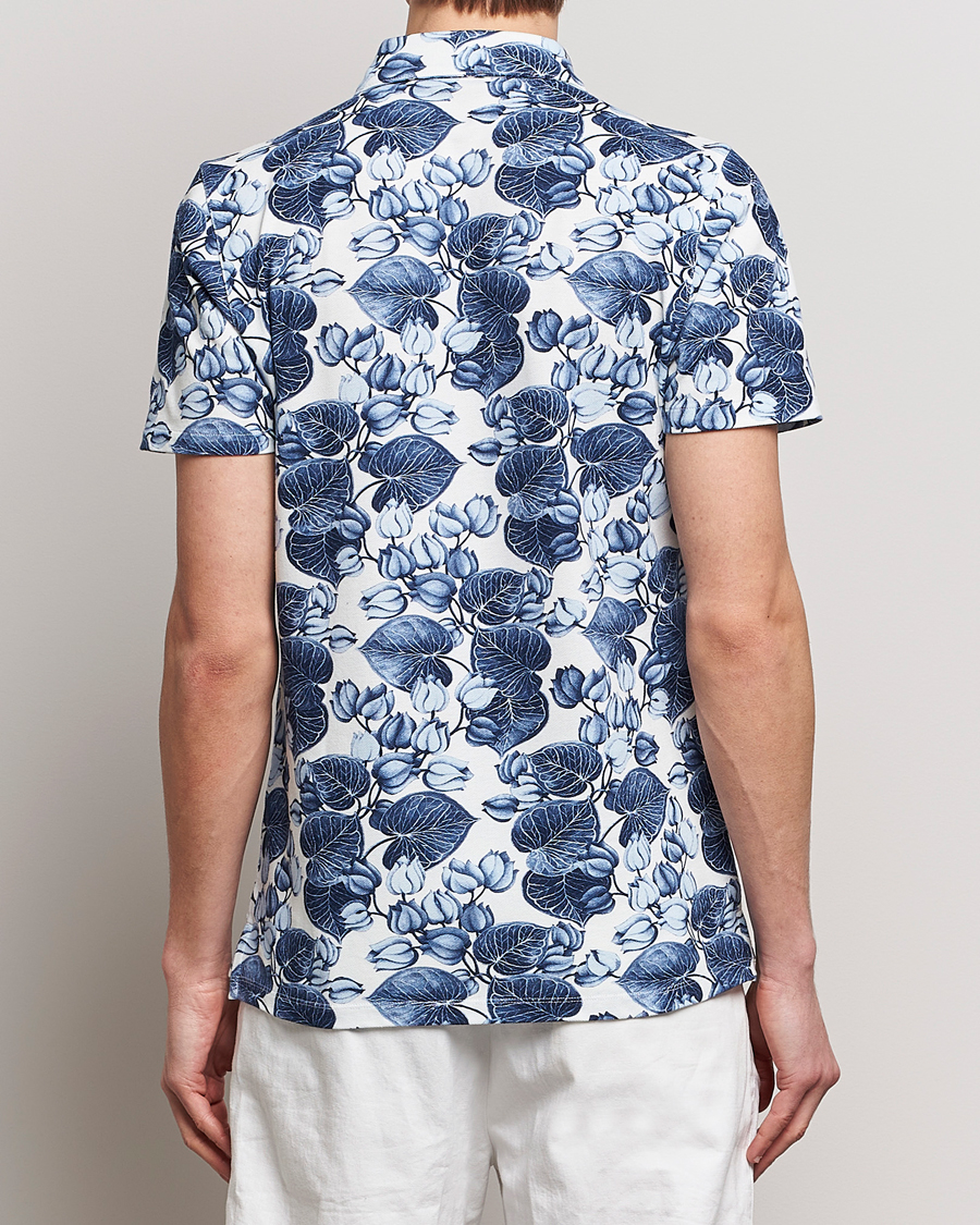 Herre | Pikéer | Stenströms | Cotton Pique Printed Polo Shirt Blue