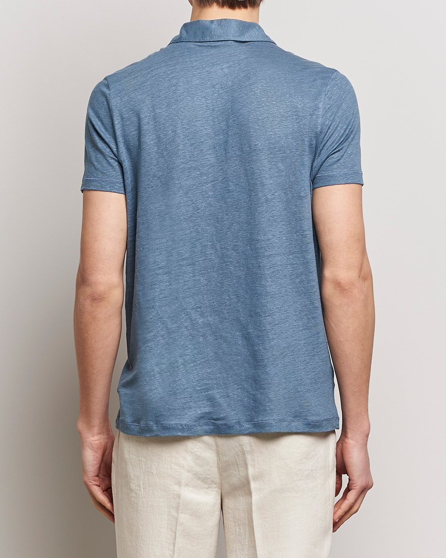 Herre | Pikéer | Stenströms | Linen Polo Shirt Steel Blue