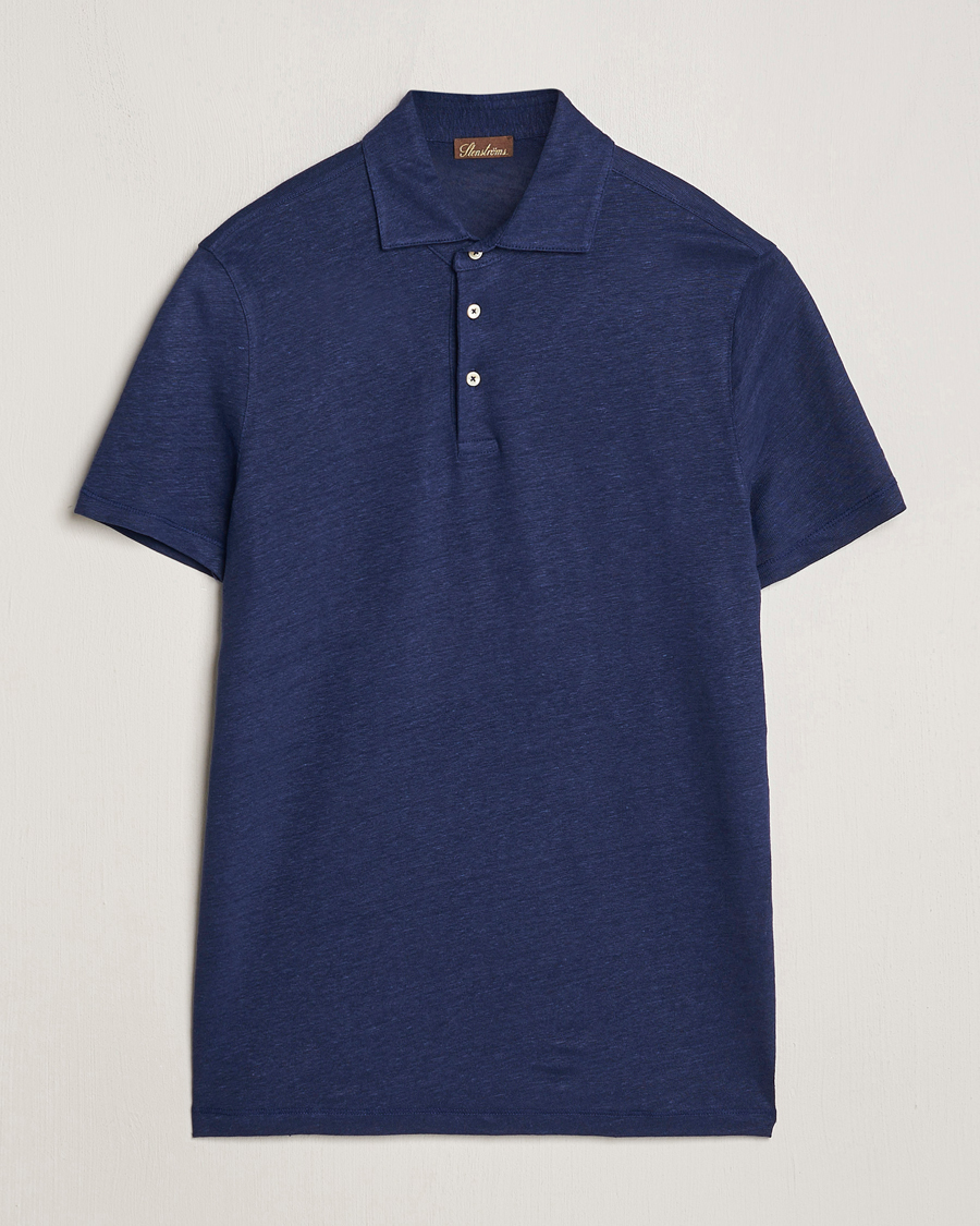 Herre | Pikéer | Stenströms | Linen Polo Shirt Navy