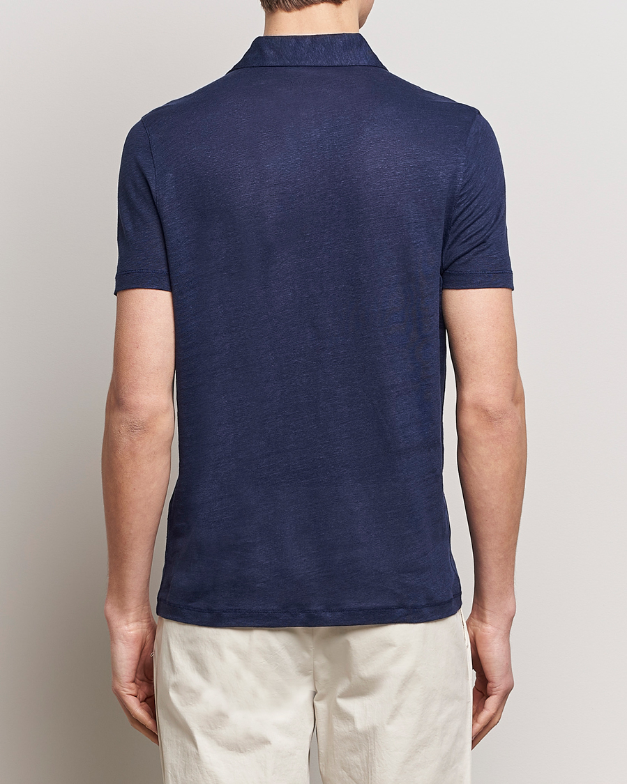 Herre | Pikéer | Stenströms | Linen Polo Shirt Navy