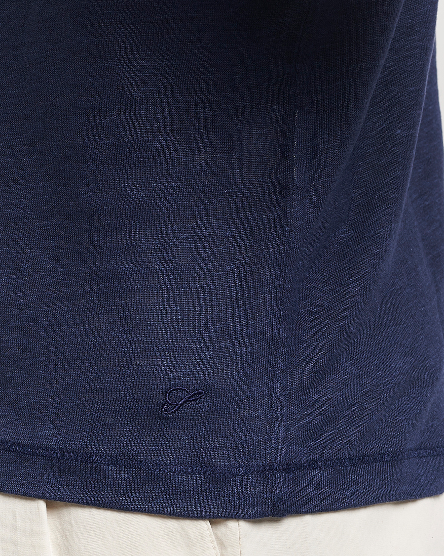 Herre | Pikéer | Stenströms | Linen Polo Shirt Navy