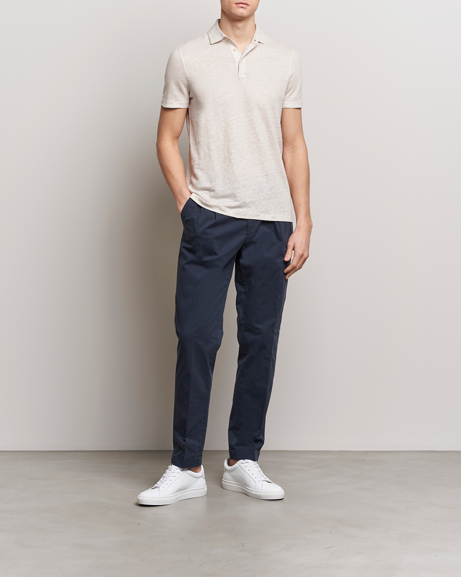Herre | Pikéer | Stenströms | Linen Polo Shirt Beige