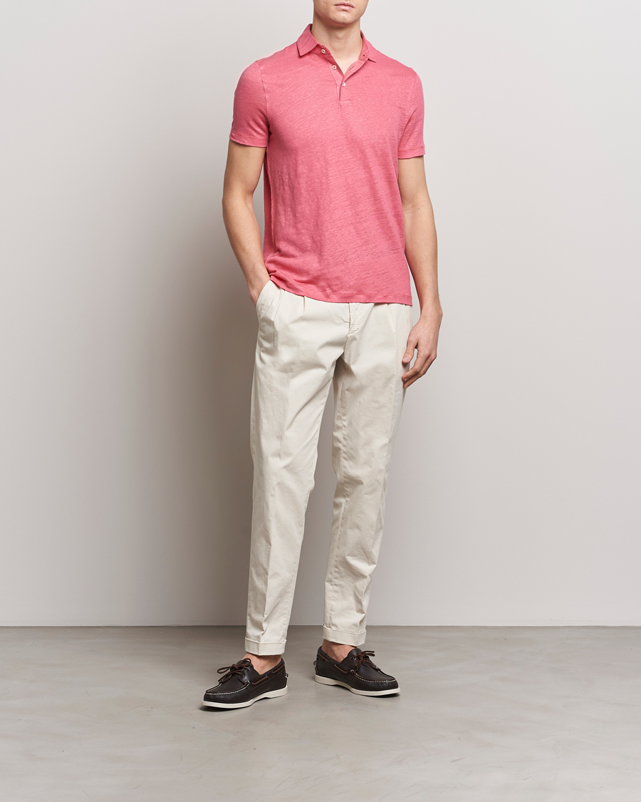 Herre | Pikéer | Stenströms | Linen Polo Shirt Rasperry