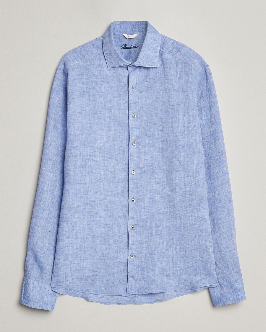 Herre | Skjorter | Stenströms | Slimline Cut Away Linen Shirt Blue