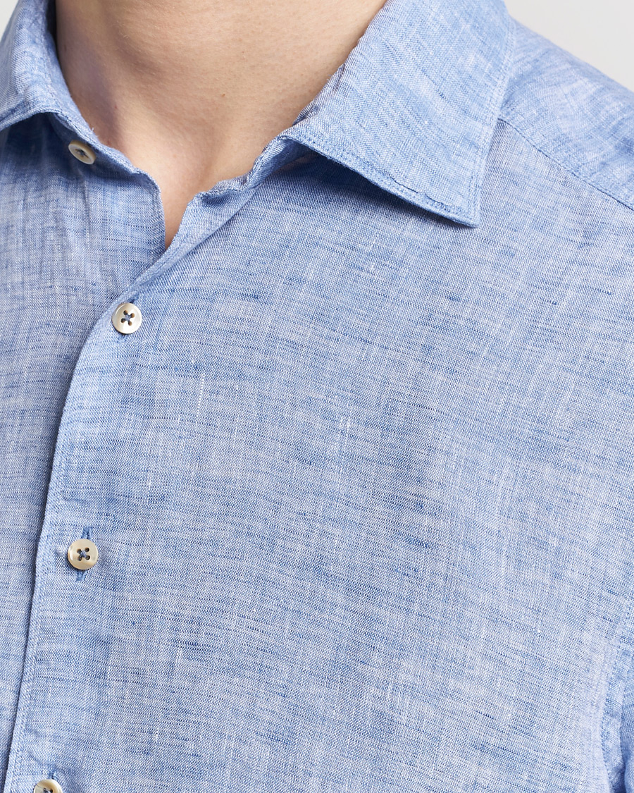 Herre | Skjorter | Stenströms | Slimline Cut Away Linen Shirt Blue