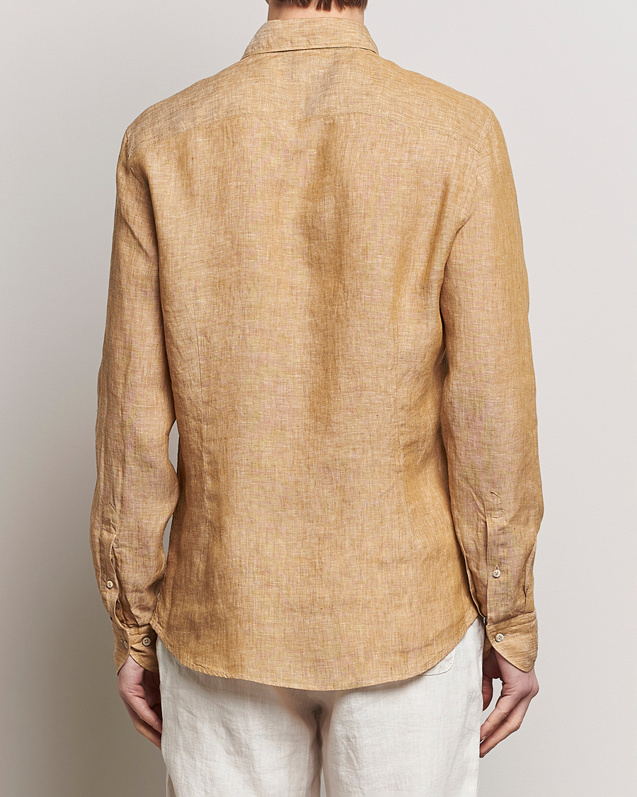 Herre | Skjorter | Stenströms | Slimline Cut Away Linen Shirt Brown