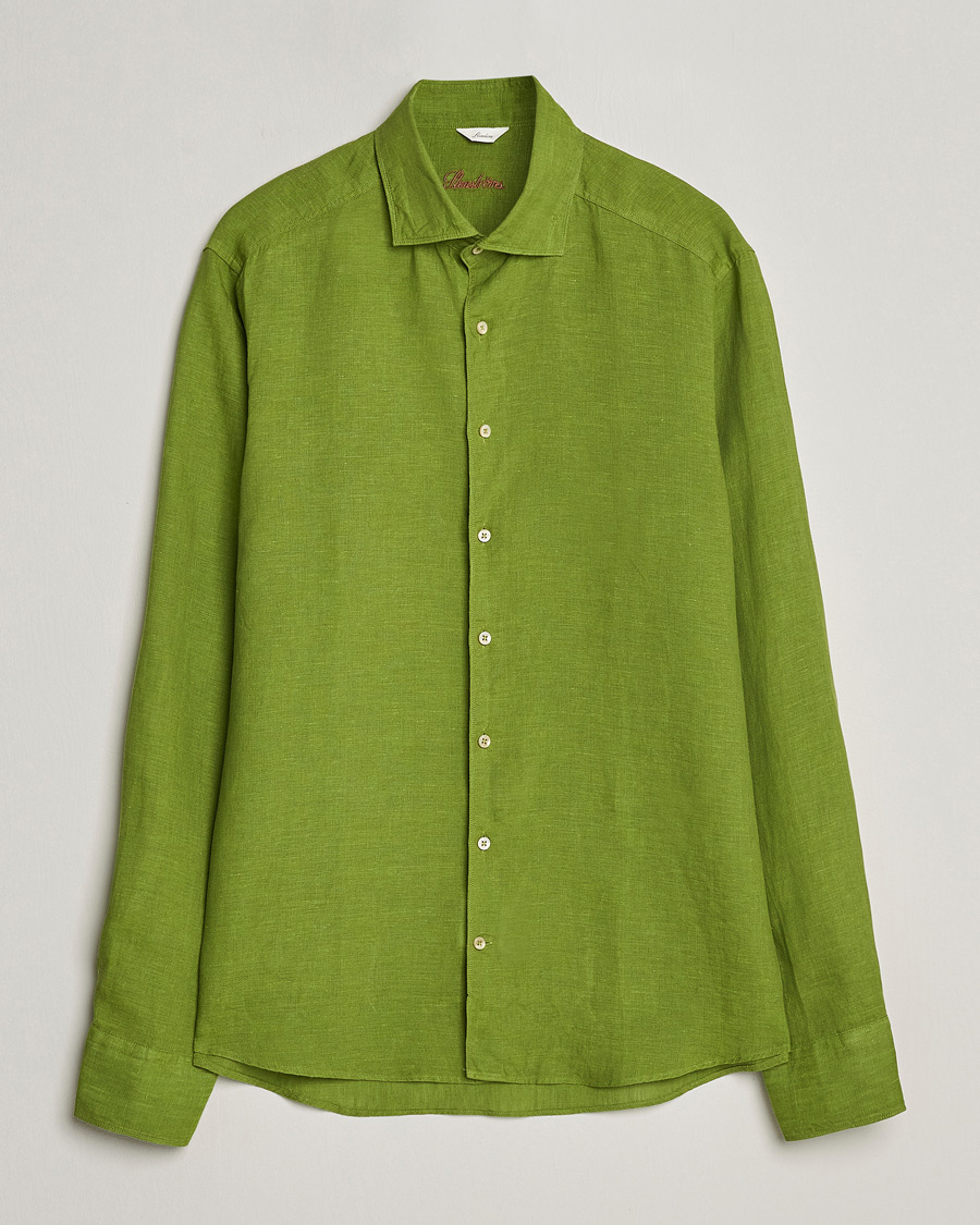 Herre | Skjorter | Stenströms | Slimline Cut Away Linen Shirt Green