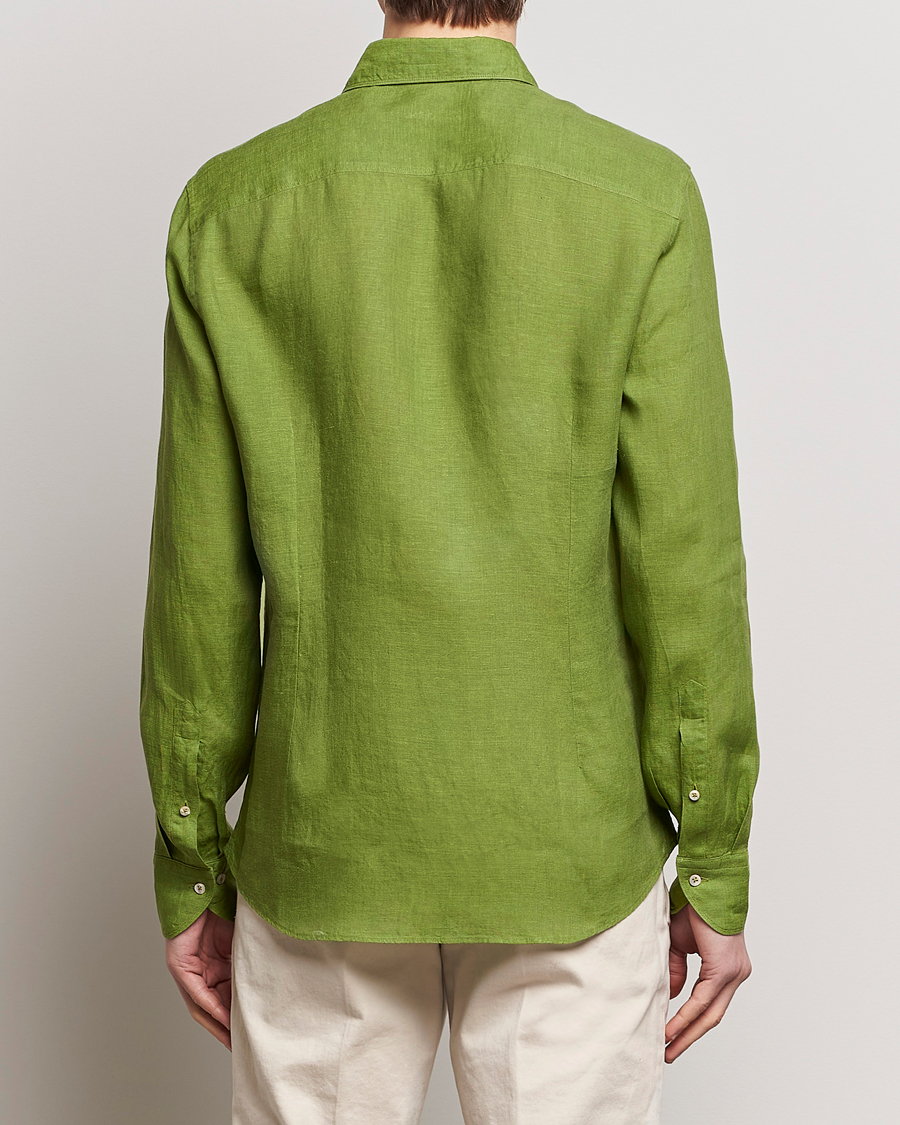 Herre | Skjorter | Stenströms | Slimline Cut Away Linen Shirt Green