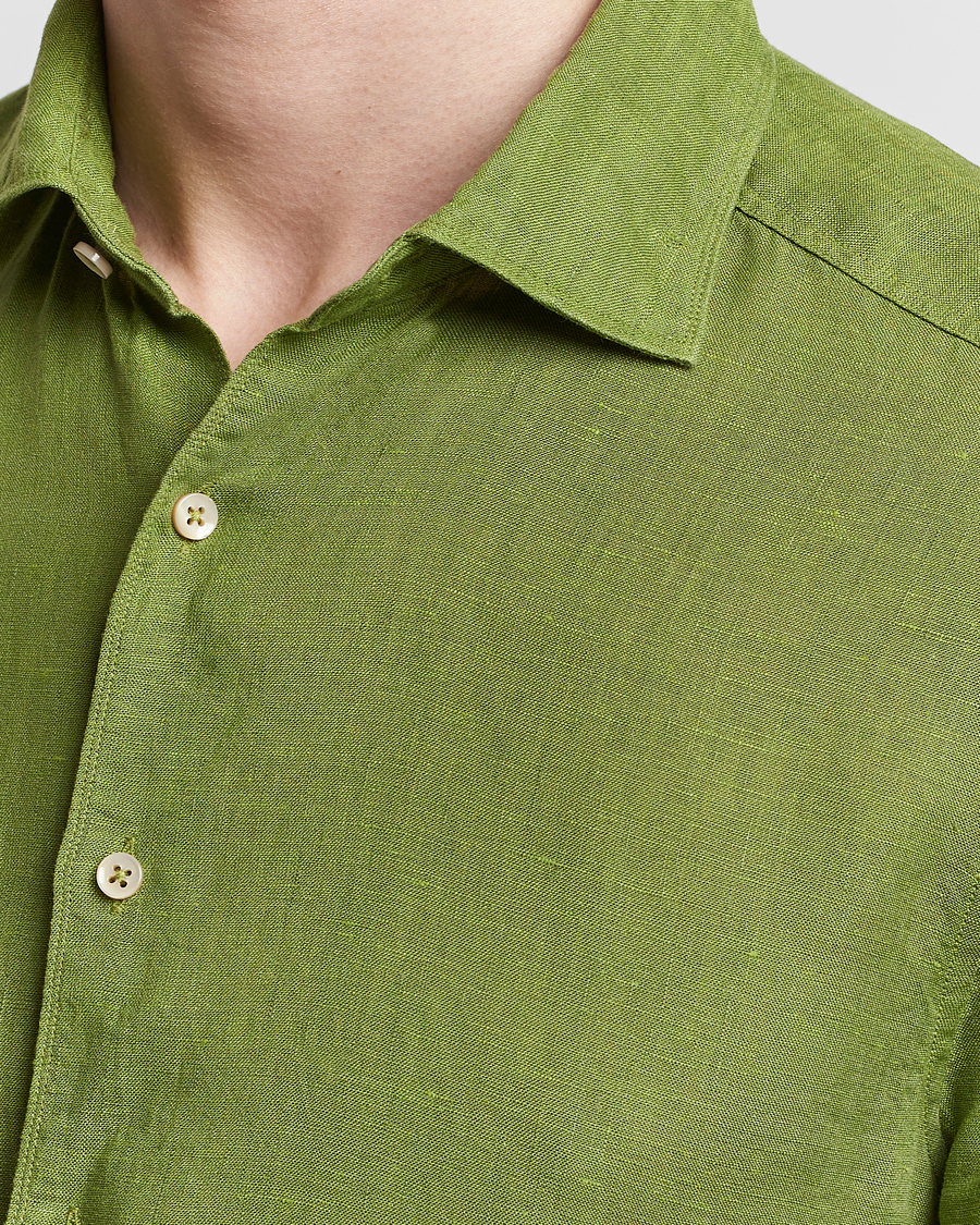 Herre | Skjorter | Stenströms | Slimline Cut Away Linen Shirt Green