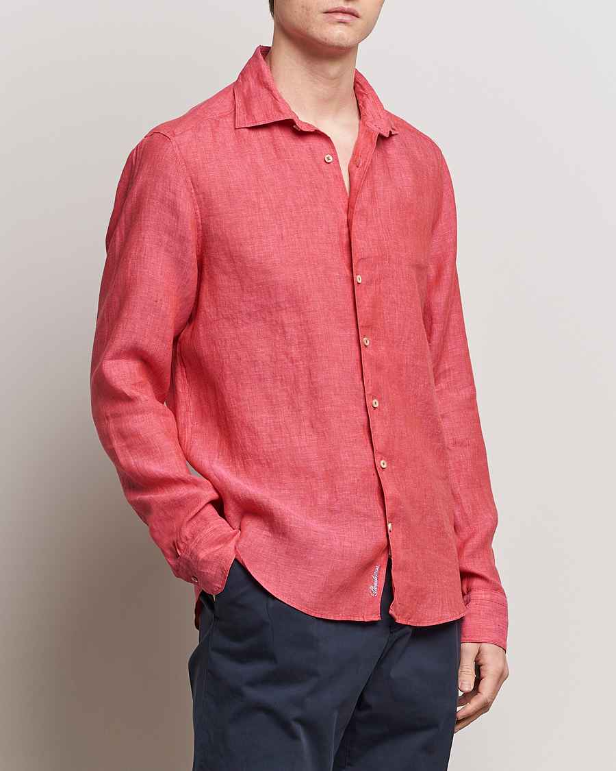 Herre | Avdelinger | Stenströms | Slimline Cut Away Linen Shirt Rasperry