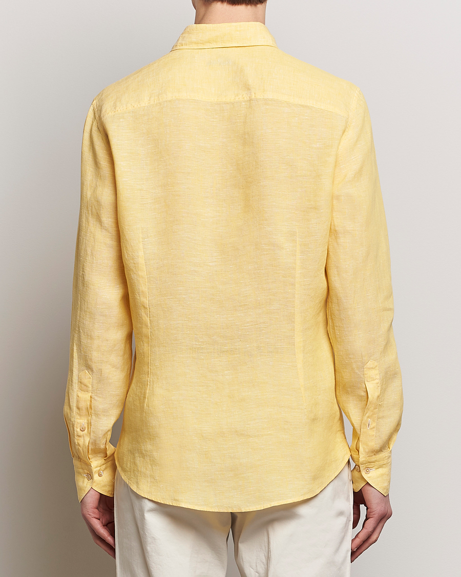 Herre | Skjorter | Stenströms | Slimline Cut Away Linen Shirt Yellow