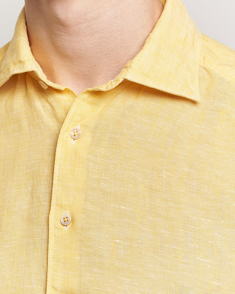 Herre | Skjorter | Stenströms | Slimline Cut Away Linen Shirt Yellow