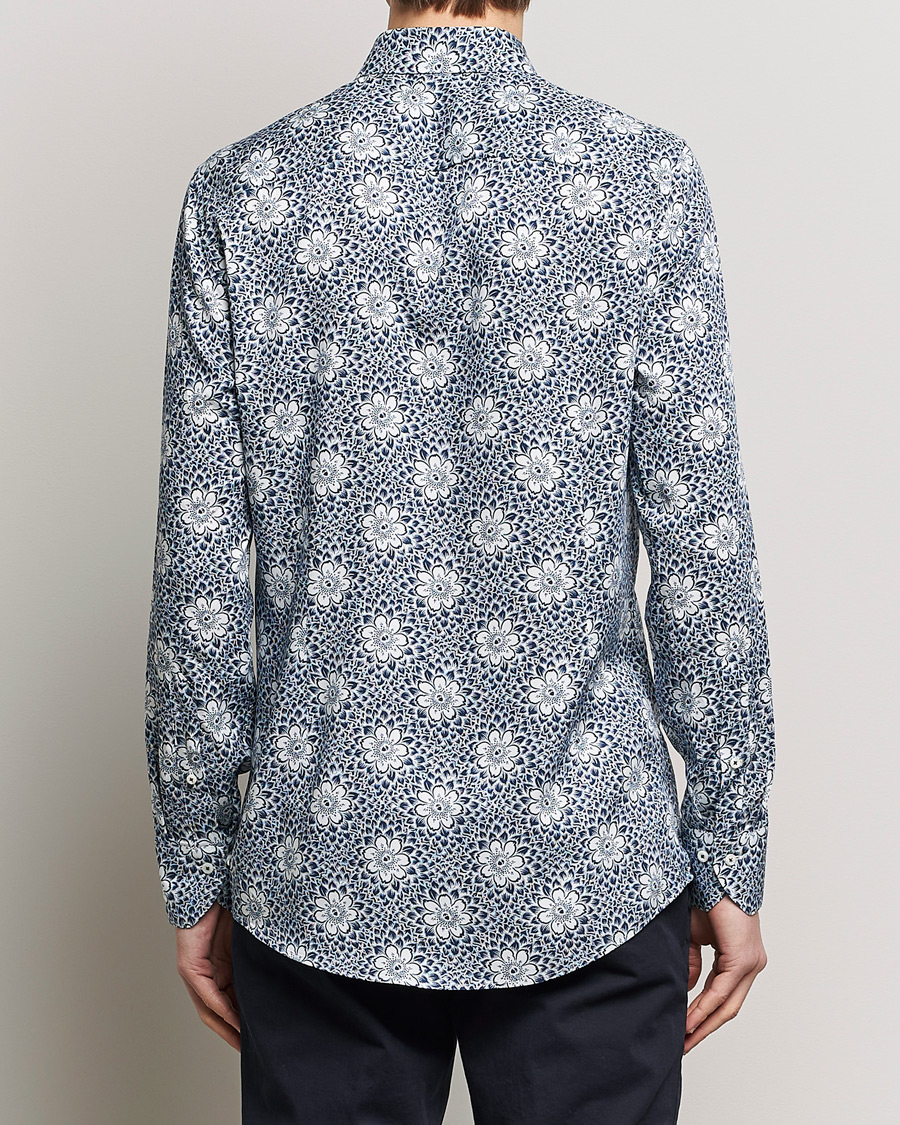 Herre | Skjorter | Stenströms | Slimline Cut Away Printed Viscose Shirt Blue