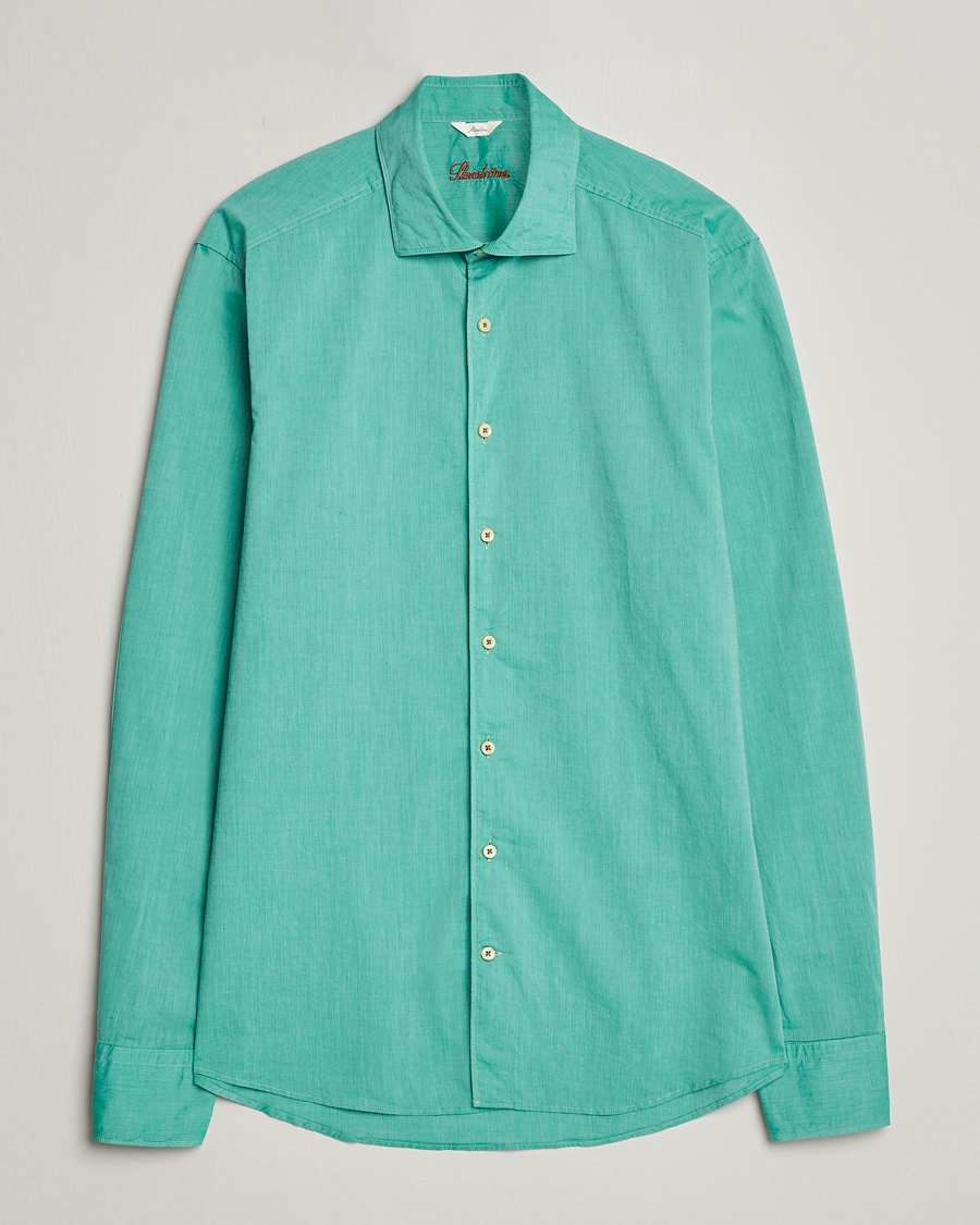 Herre | Skjorter | Stenströms | Slimline Washed Summer Poplin Shirt Green