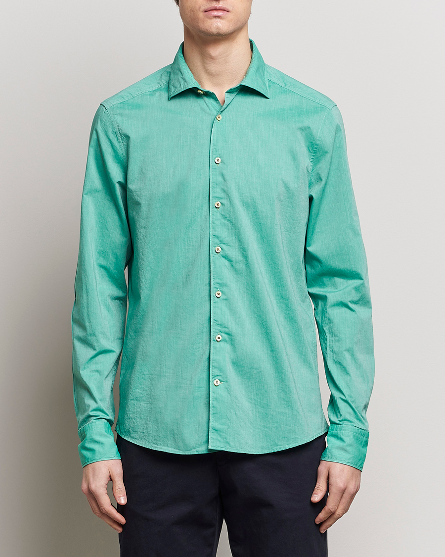 Herre | Lojalitetstilbud | Stenströms | Slimline Washed Summer Poplin Shirt Green