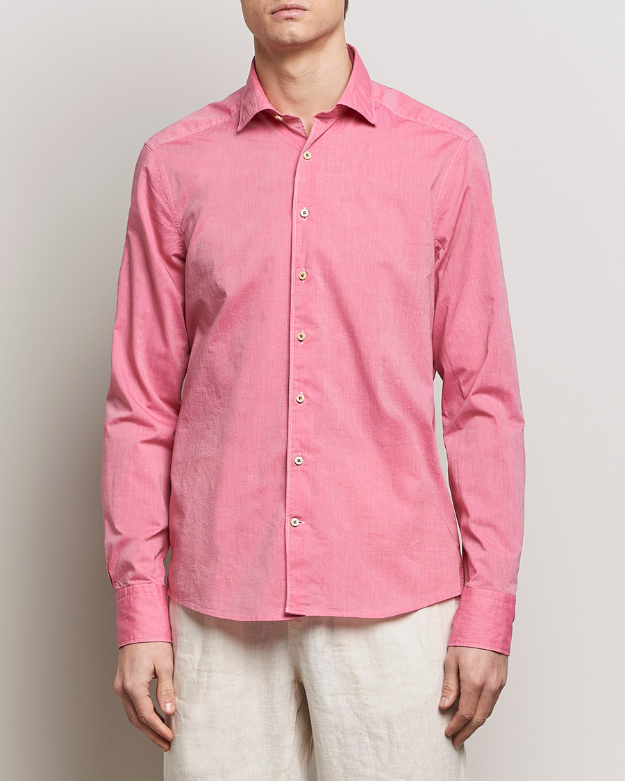 Herre | Skjorter | Stenströms | Slimline Washed Summer Poplin Shirt Rasperry