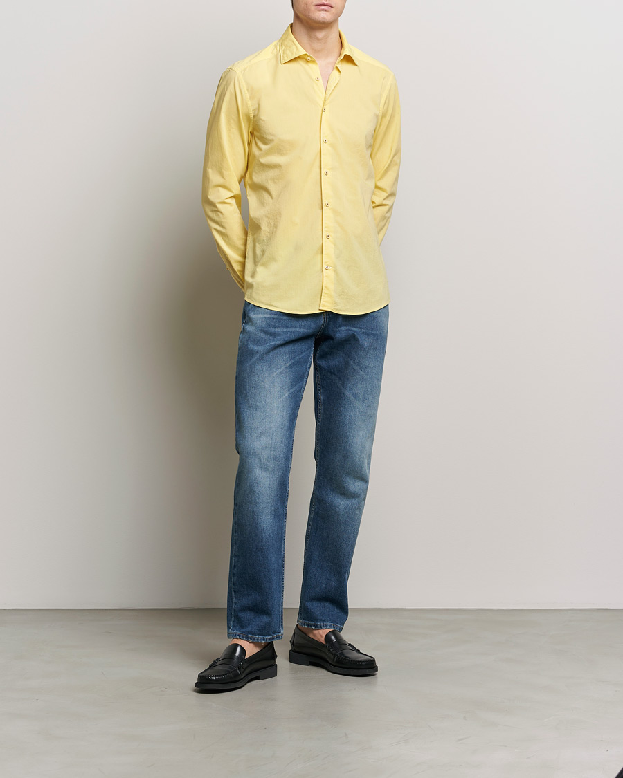 Herre | Skjorter | Stenströms | Slimline Washed Summer Poplin Shirt Yellow
