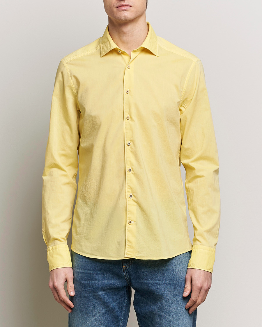 Herre | Skjorter | Stenströms | Slimline Washed Summer Poplin Shirt Yellow
