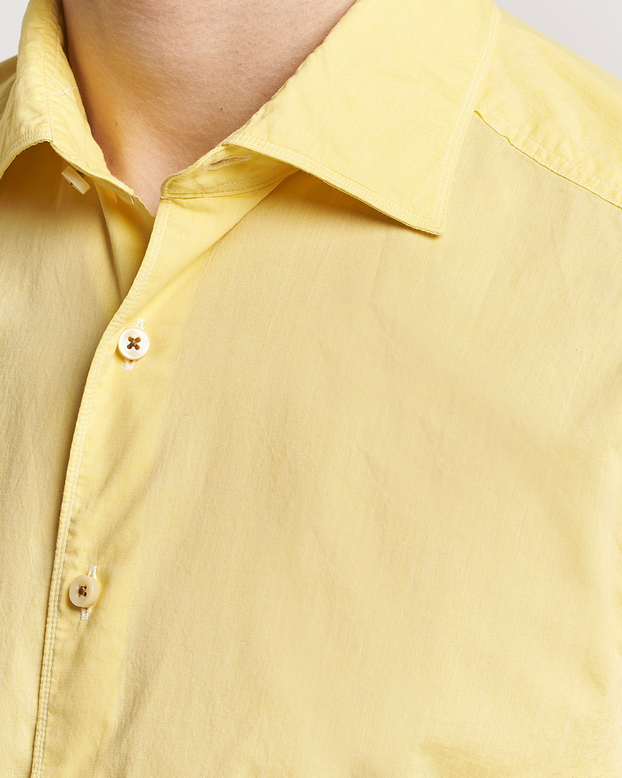 Herre | Skjorter | Stenströms | Slimline Washed Summer Poplin Shirt Yellow