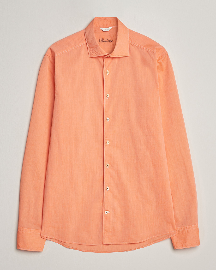 Herre | Skjorter | Stenströms | Slimline Washed Summer Poplin Shirt Orange