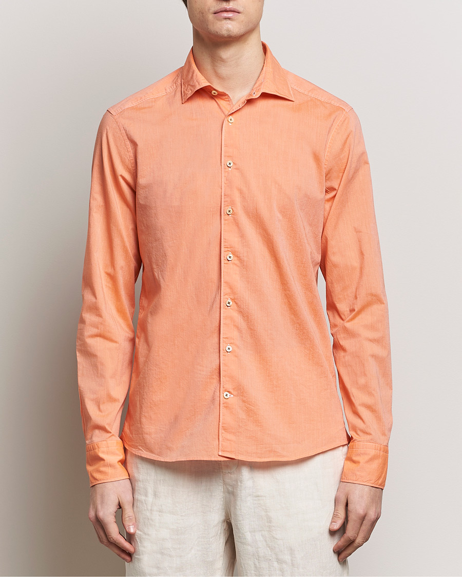 Herre | Skjorter | Stenströms | Slimline Washed Summer Poplin Shirt Orange