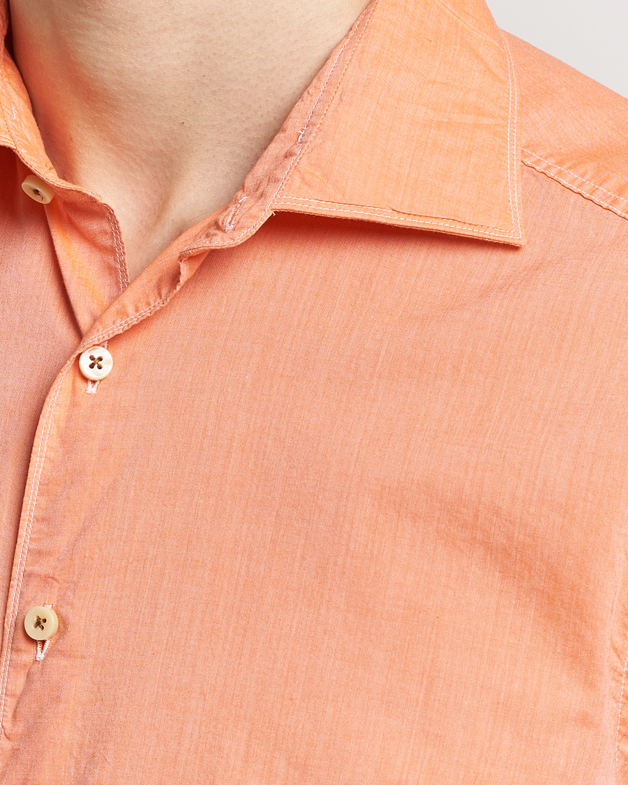 Herre | Skjorter | Stenströms | Slimline Washed Summer Poplin Shirt Orange