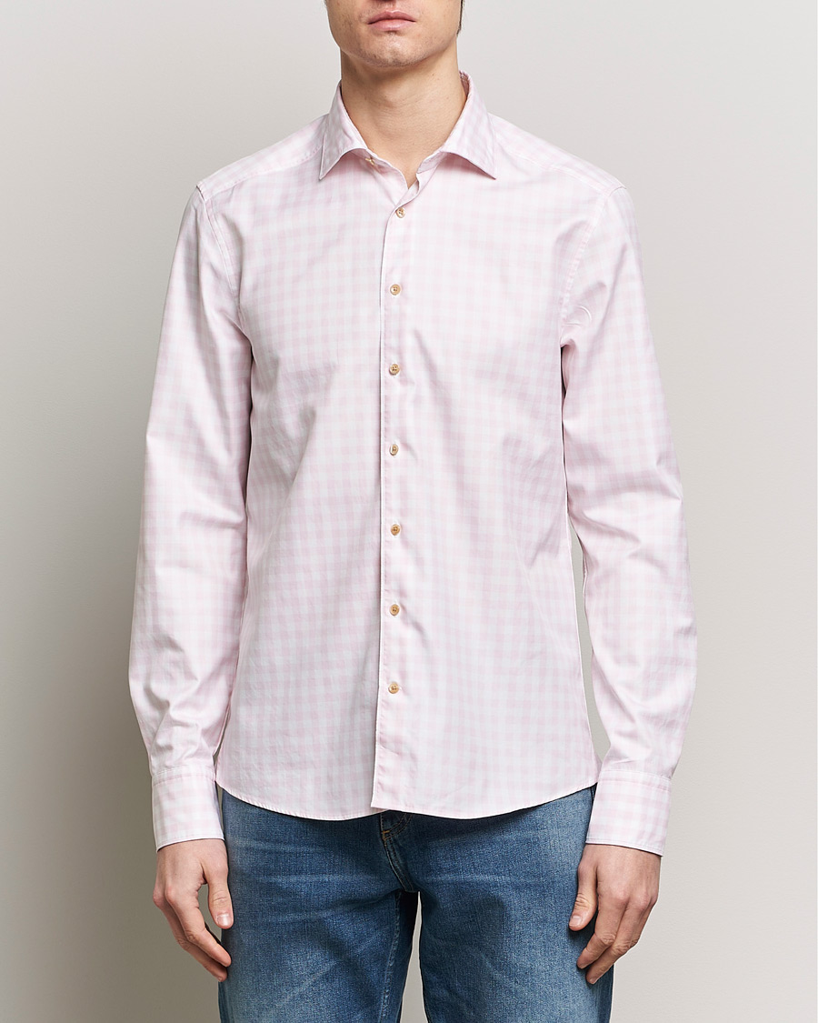 Herre | Casualskjorter | Stenströms | Slimline Checked Washed Cotton Shirt Pink