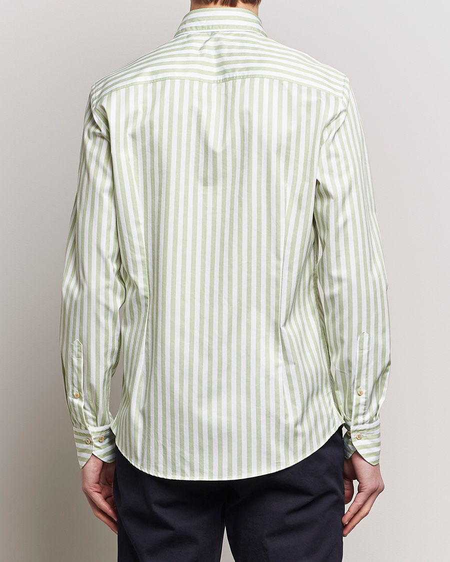 Herre | Skjorter | Stenströms | Slimline Large Stripe Washed Cotton Shirt Green