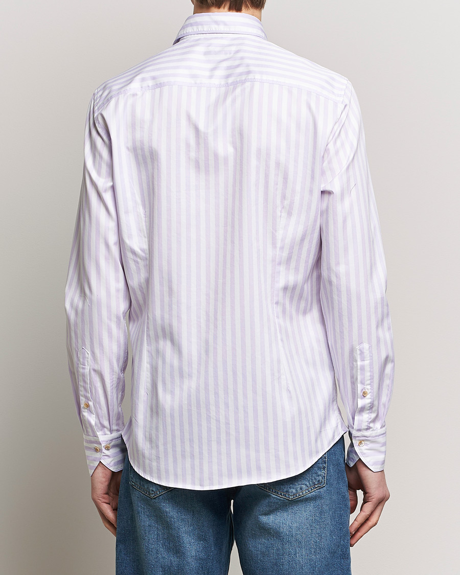 Herre | Skjorter | Stenströms | Slimline Large Stripe Washed Cotton Shirt Purple