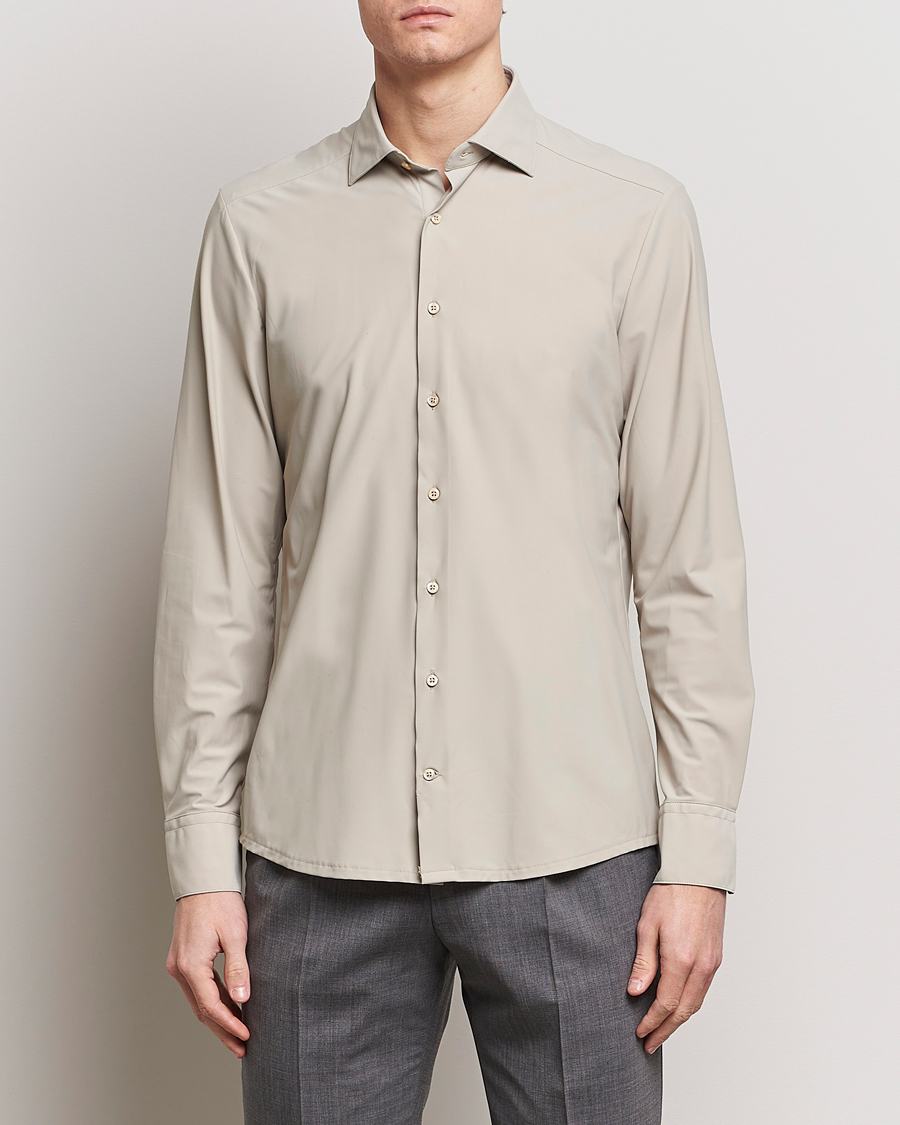 Herre | Business & Beyond | Stenströms | Slimline Cut Away 4-Way Stretch Shirt Clay